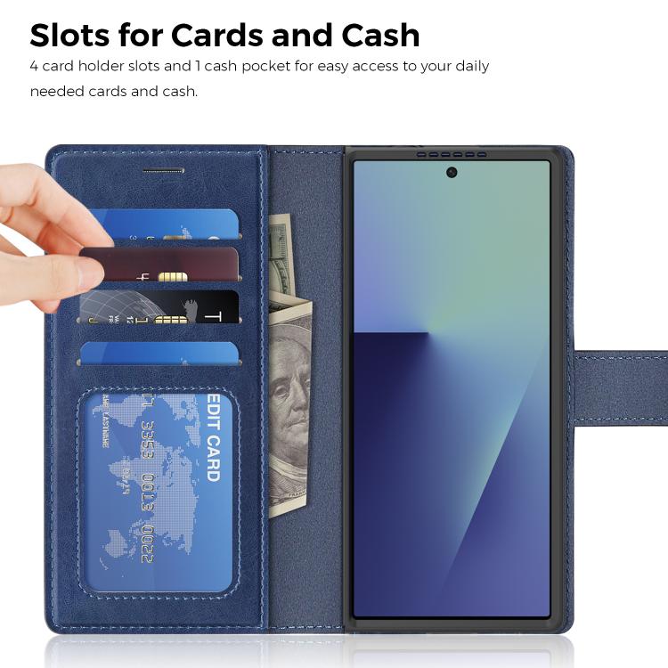 For Samsung Galaxy Z Fold7 5G Lingdun Detachable Magnetic Foldable Vegan Leather Phone Case