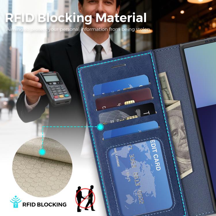 For Samsung Galaxy Z Fold7 5G Lingdun Detachable Magnetic Foldable Vegan Leather Phone Case