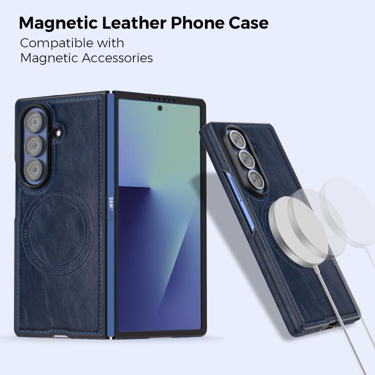 For Samsung Galaxy Z Fold7 5G Lingdun Detachable Magnetic Foldable Vegan Leather Phone Case