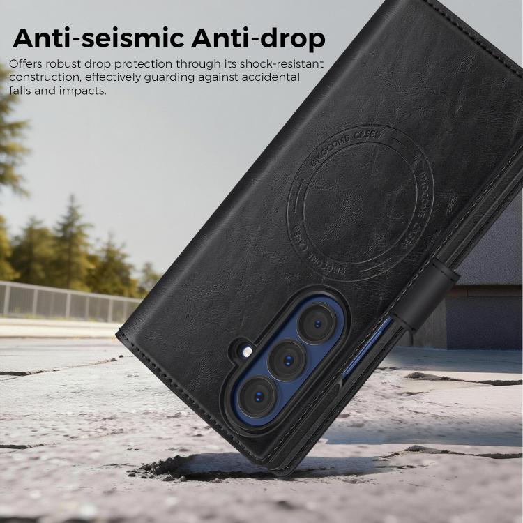 For Samsung Galaxy Z Fold7 5G Lingdun Detachable Magnetic Foldable Vegan Leather Phone Case