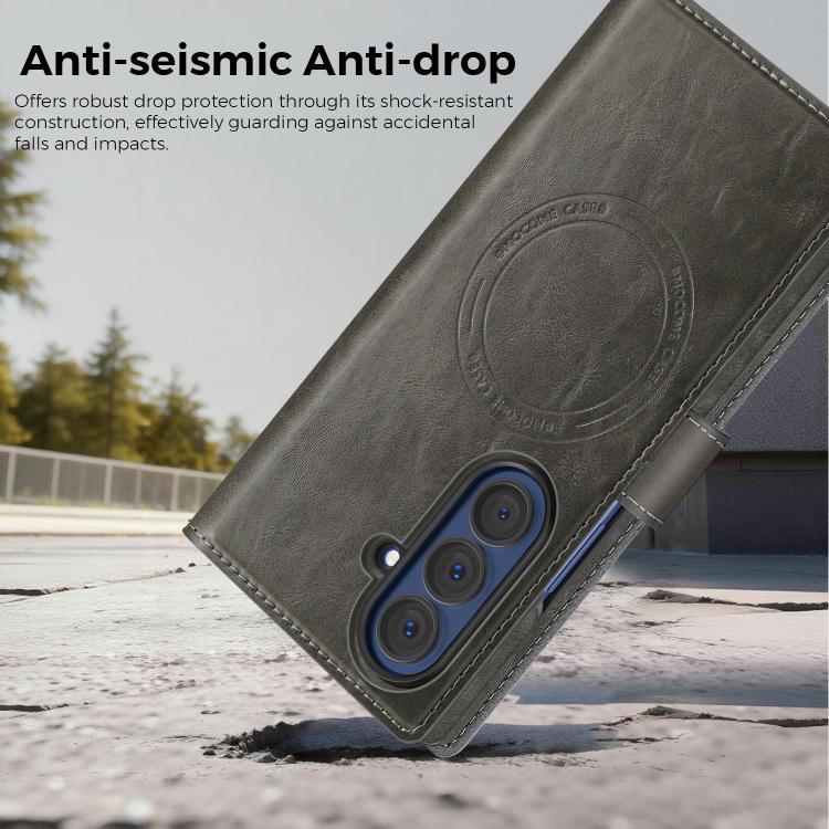 For Samsung Galaxy Z Fold7 5G Lingdun Detachable Magnetic Foldable Vegan Leather Phone Case