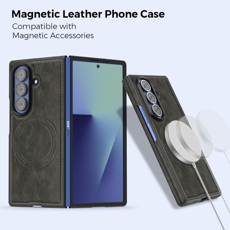 For Samsung Galaxy Z Fold7 5G Lingdun Detachable Magnetic Foldable Vegan Leather Phone Case