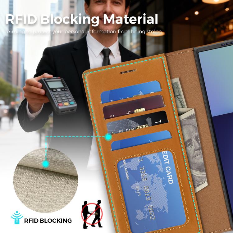 For Samsung Galaxy Z Fold7 5G Lingdun Detachable Magnetic Foldable Vegan Leather Phone Case