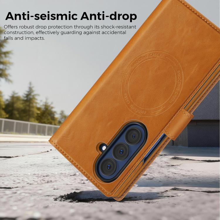 For Samsung Galaxy Z Fold7 5G Lingdun Detachable Magnetic Foldable Vegan Leather Phone Case