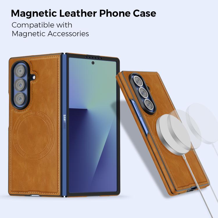 For Samsung Galaxy Z Fold7 5G Lingdun Detachable Magnetic Foldable Vegan Leather Phone Case