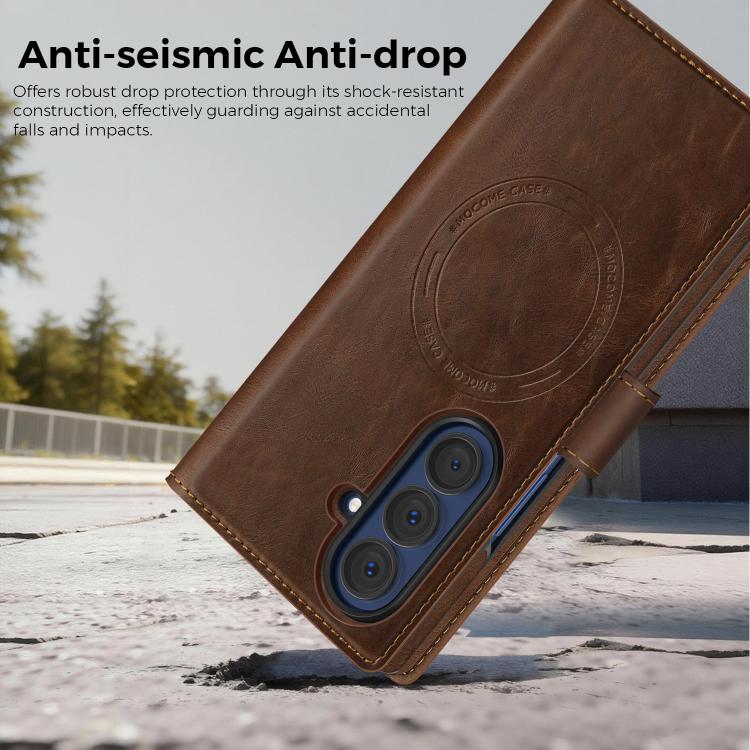 For Samsung Galaxy Z Fold7 5G Lingdun Detachable Magnetic Foldable Vegan Leather Phone Case