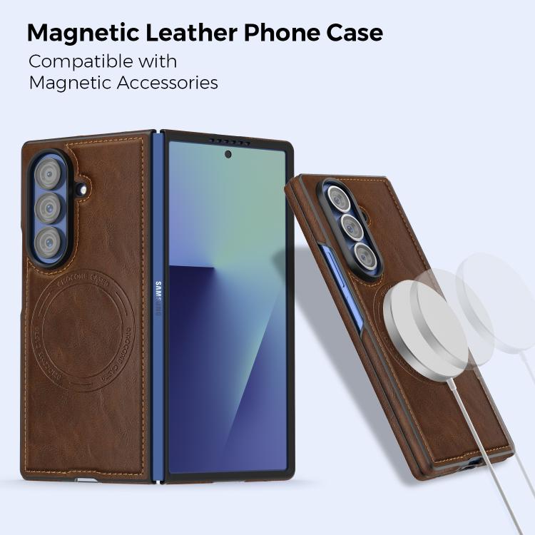 For Samsung Galaxy Z Fold7 5G Lingdun Detachable Magnetic Foldable Vegan Leather Phone Case