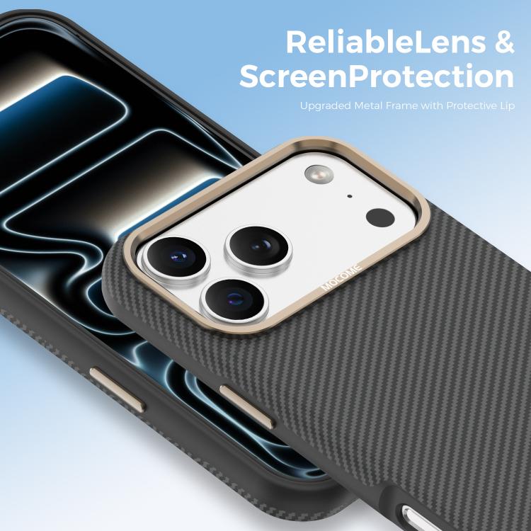 For iPhone 17 Pro Max Mocome Kevlar Carbon Fiber Texture Magnetic Shockproof Phone Case