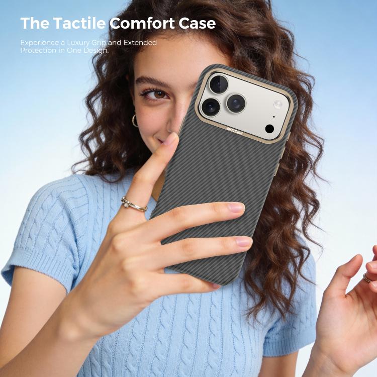 For iPhone 17 Pro Max Mocome Kevlar Carbon Fiber Texture Magnetic Shockproof Phone Case