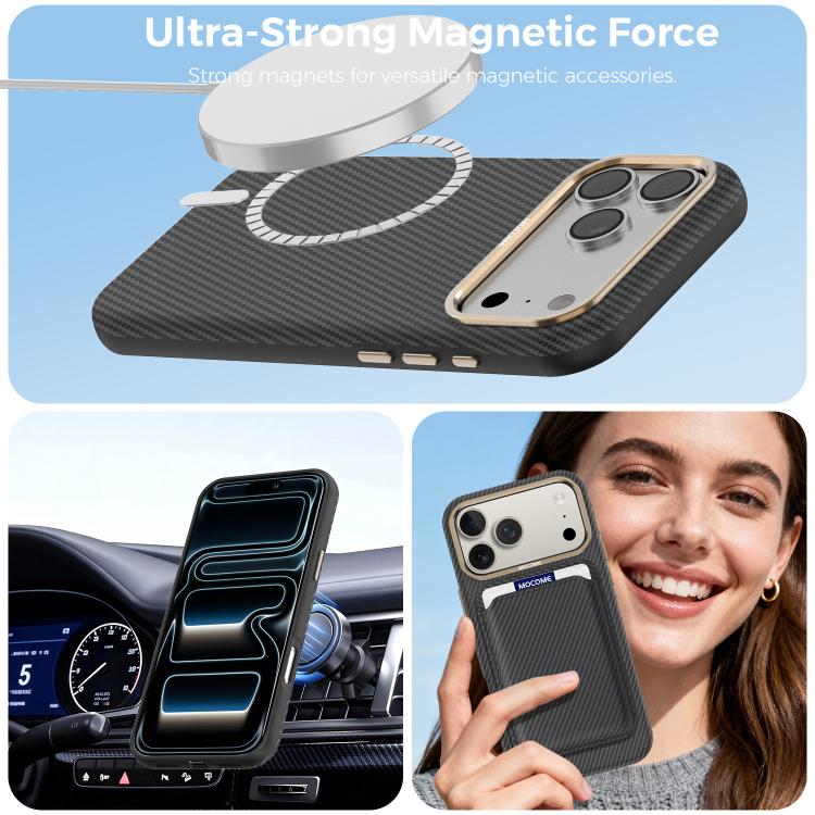 For iPhone 17 Pro Max Mocome Kevlar Carbon Fiber Texture Magnetic Shockproof Phone Case