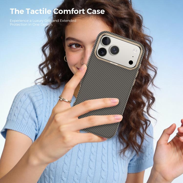 For iPhone 17 Pro Max Mocome Kevlar Carbon Fiber Texture Magnetic Shockproof Phone Case