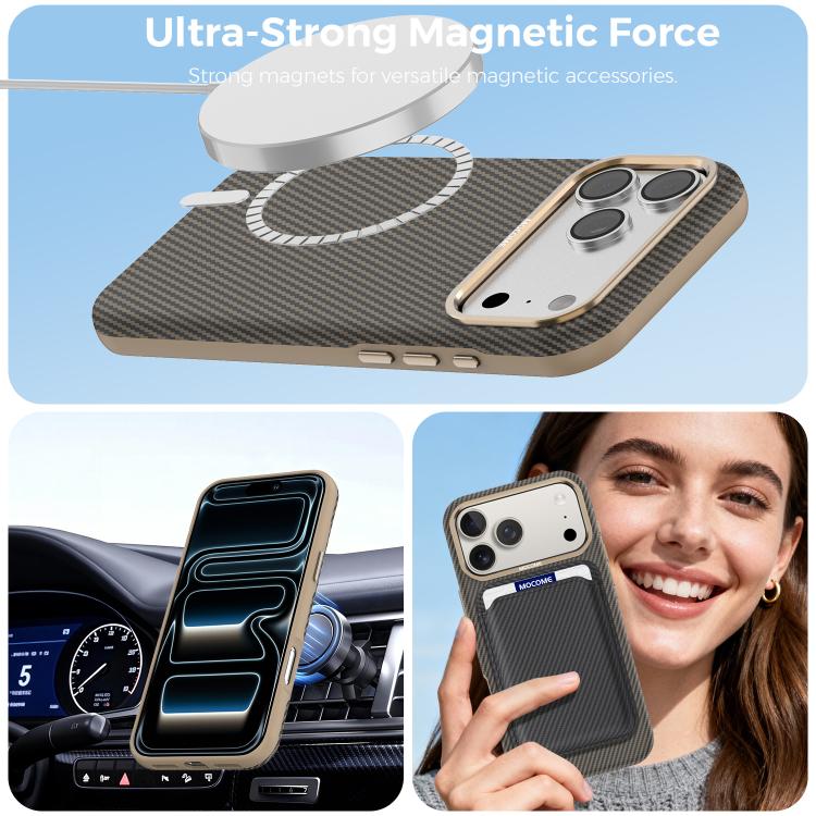 For iPhone 17 Pro Max Mocome Kevlar Carbon Fiber Texture Magnetic Shockproof Phone Case