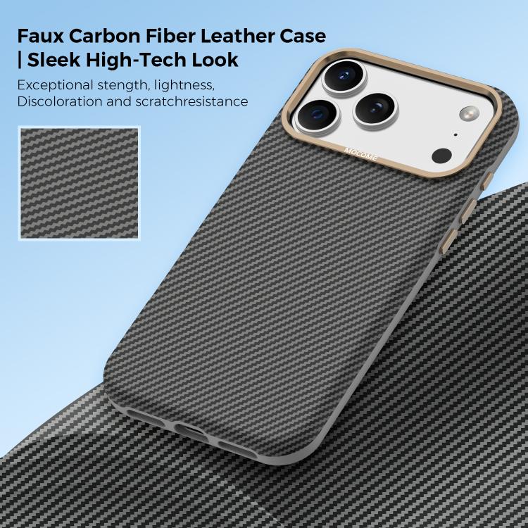 For iPhone 17 Pro Max Mocome Kevlar Carbon Fiber Texture Magnetic Shockproof Phone Case