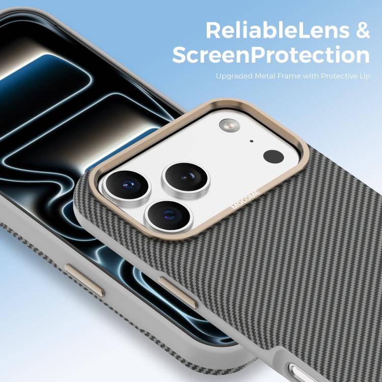 For iPhone 17 Pro Max Mocome Kevlar Carbon Fiber Texture Magnetic Shockproof Phone Case