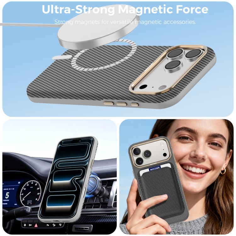 For iPhone 17 Pro Max Mocome Kevlar Carbon Fiber Texture Magnetic Shockproof Phone Case