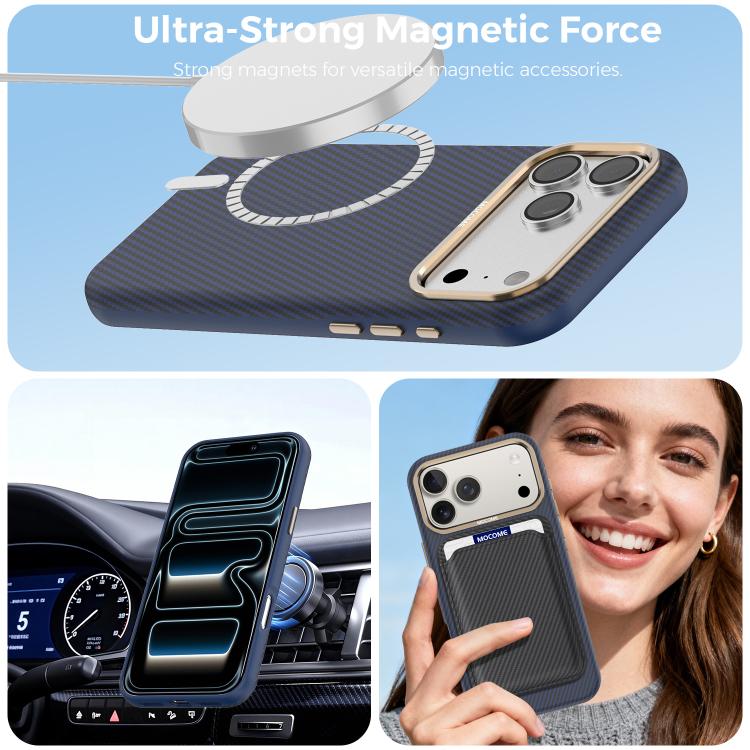 For iPhone 17 Pro Max Mocome Kevlar Carbon Fiber Texture Magnetic Shockproof Phone Case