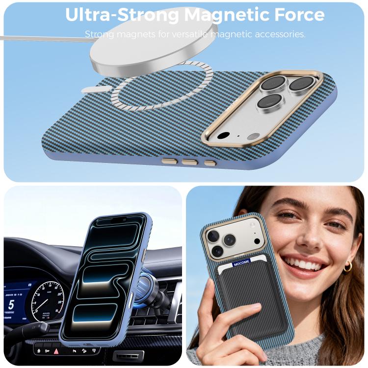 For iPhone 17 Pro Max Mocome Kevlar Carbon Fiber Texture Magnetic Shockproof Phone Case
