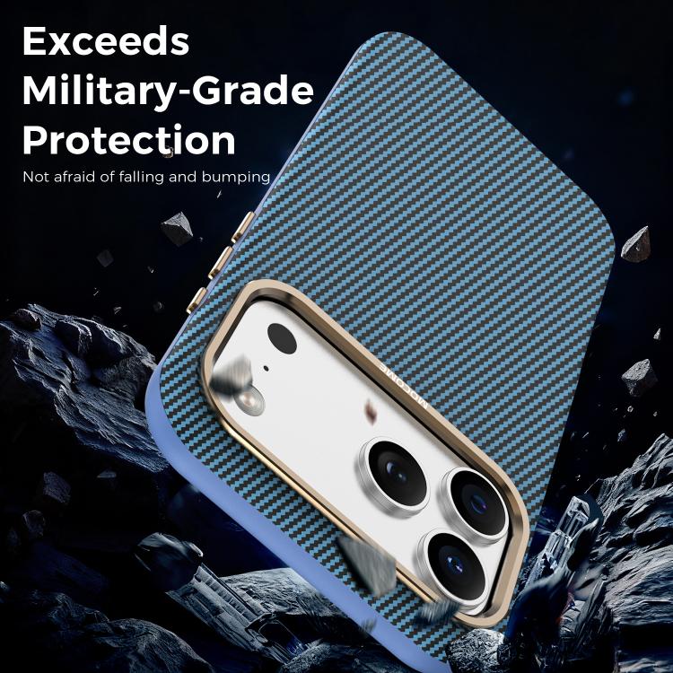 For iPhone 17 Pro Max Mocome Kevlar Carbon Fiber Texture Magnetic Shockproof Phone Case