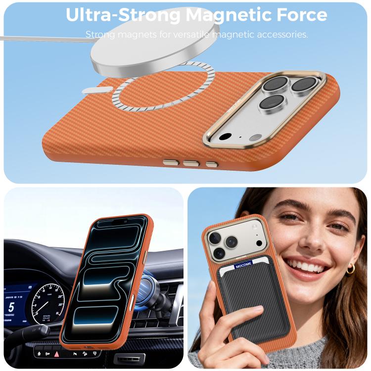 For iPhone 17 Pro Max Mocome Kevlar Carbon Fiber Texture Magnetic Shockproof Phone Case
