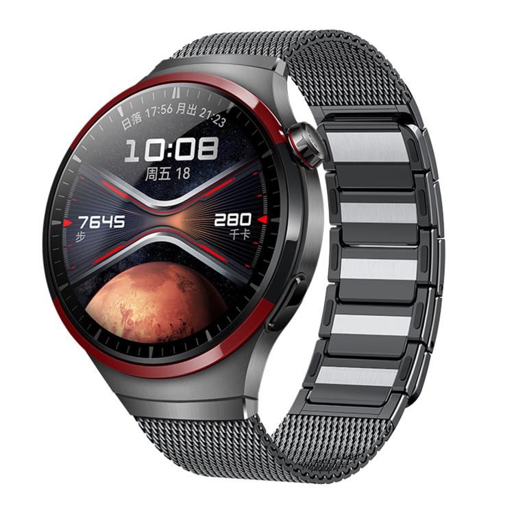 For Huawei Watch 4 Pro Press Button Seamless Interface I-shaped Magnetic Stainless Steel Watch Band