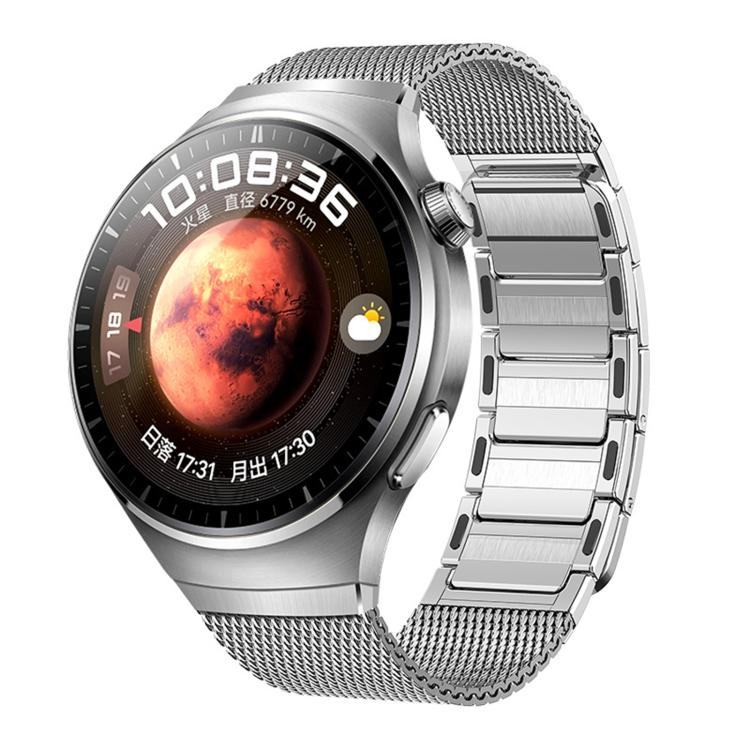 For Huawei Watch 4 Pro Press Button Seamless Interface I-shaped Magnetic Stainless Steel Watch Band