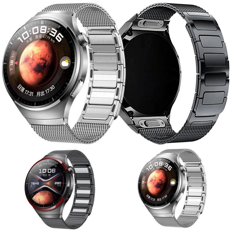 For Huawei Watch 4 Pro Press Button Seamless Interface I-shaped Magnetic Stainless Steel Watch Band