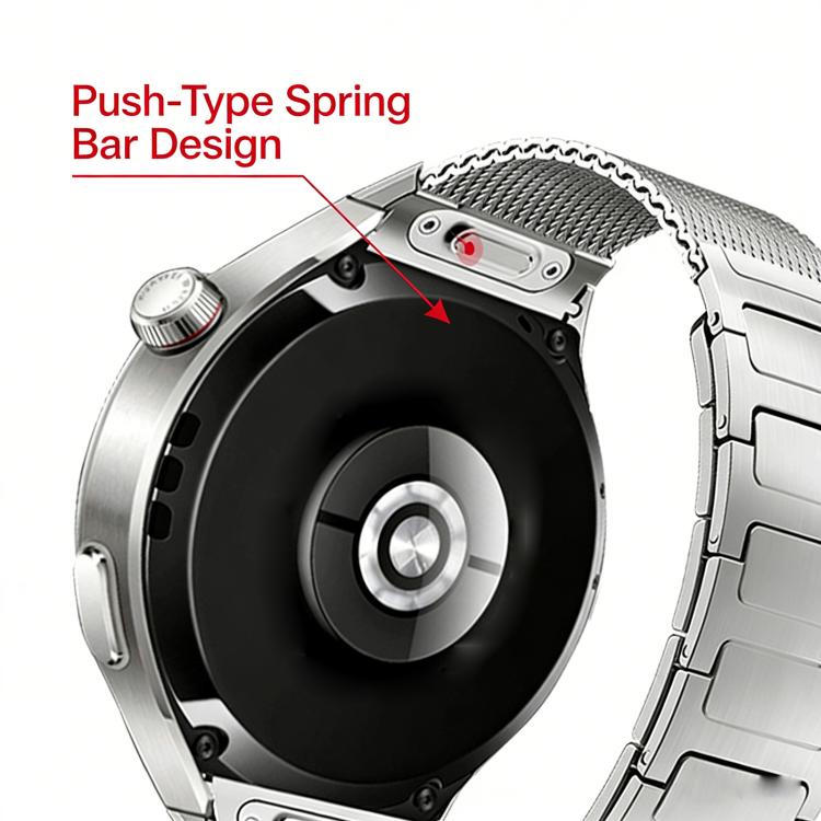 For Huawei Watch 4 Pro Press Button Seamless Interface I-shaped Magnetic Stainless Steel Watch Band