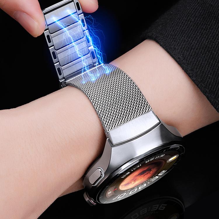 For Huawei Watch 4 Pro Press Button Seamless Interface I-shaped Magnetic Stainless Steel Watch Band