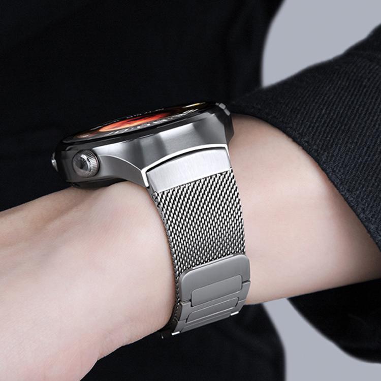 For Huawei Watch 4 Pro Press Button Seamless Interface I-shaped Magnetic Stainless Steel Watch Band