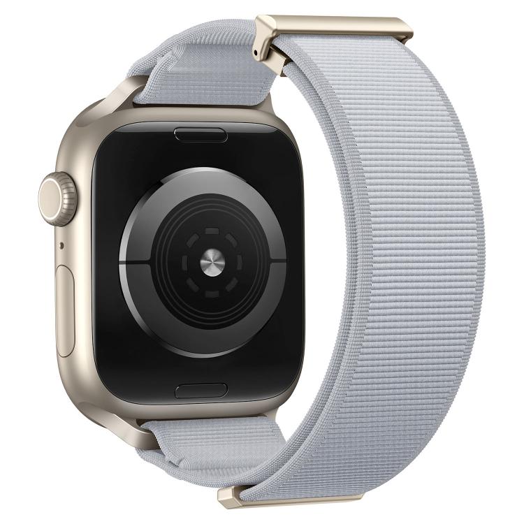 For Apple Watch 49mm / 46mm / 45mm / 44mm Double-Jointed Magnetic Metal-Tip Nylon Watch Band
