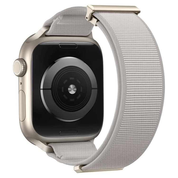 For Apple Watch 49mm / 46mm / 45mm / 44mm Double-Jointed Magnetic Metal-Tip Nylon Watch Band
