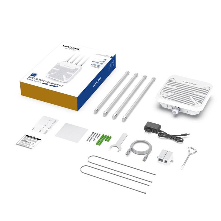 WAVLINK BE5100 WN573HBE2 With 8dBi High Gain Antenna IP67 Waterproof WiFi 7 Outdoor Router, Plug:AU Plug