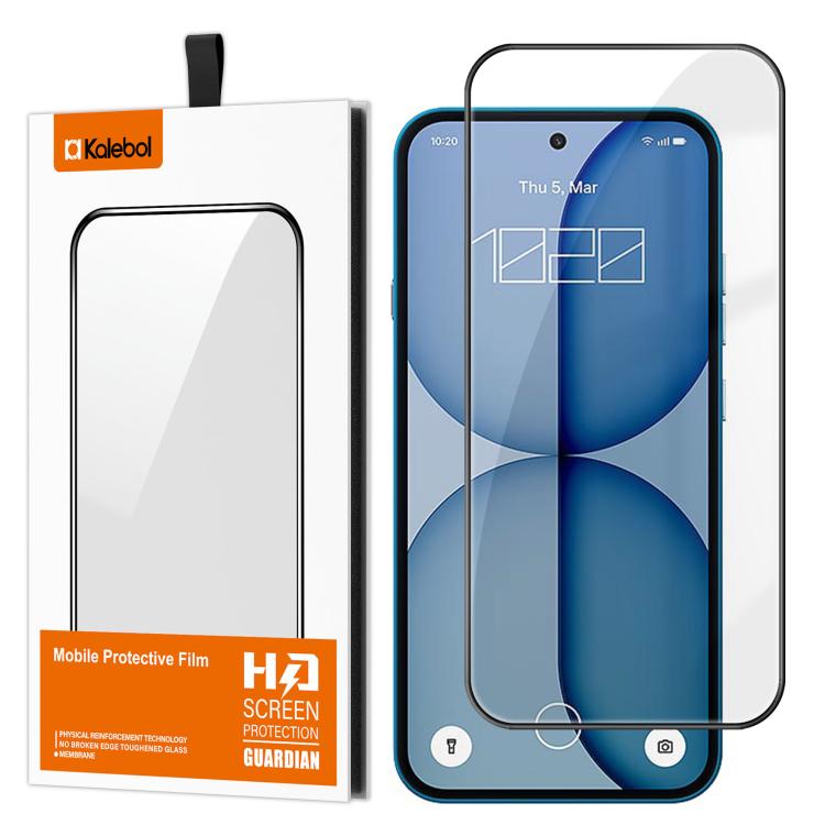 For Nothing Phone 4a Kalebol High-Aluminum Screen-Printed Full-Coverage Anti-Fingerprint Black-Bordered HD Tempered Glass Film
