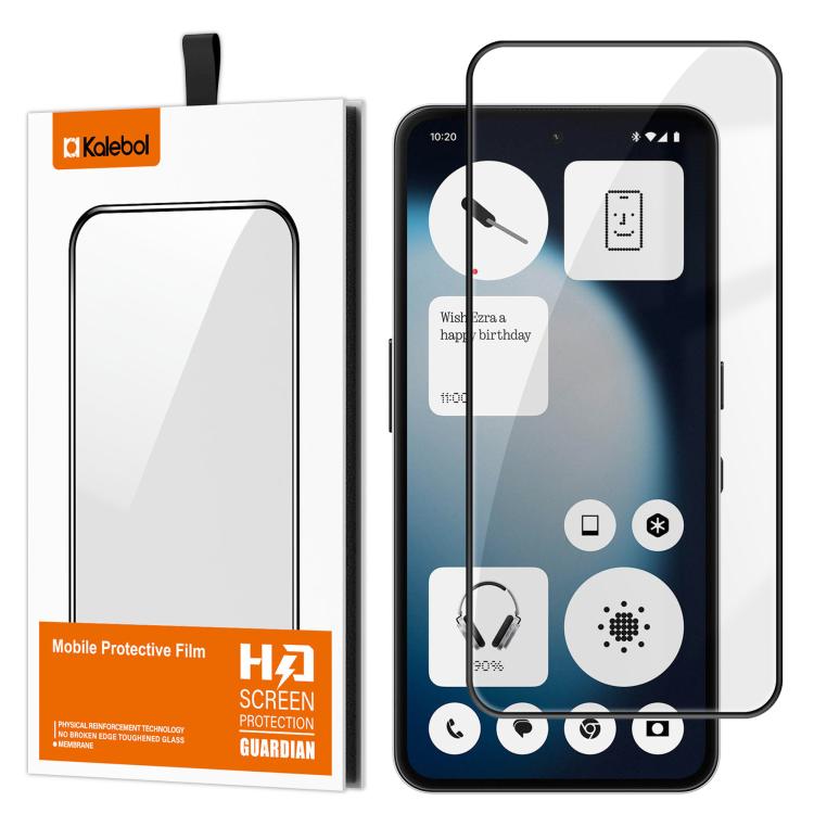 For Nothing Phone 3a Lite Kalebol High-Aluminum Screen-Printed Full-Coverage Anti-Fingerprint Black-Bordered HD Tempered Glass Film