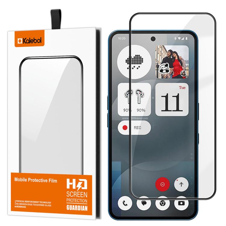 For Nothing Phone 3a Kalebol High-Aluminum Screen-Printed Full-Coverage Anti-Fingerprint Black-Bordered HD Tempered Glass Film