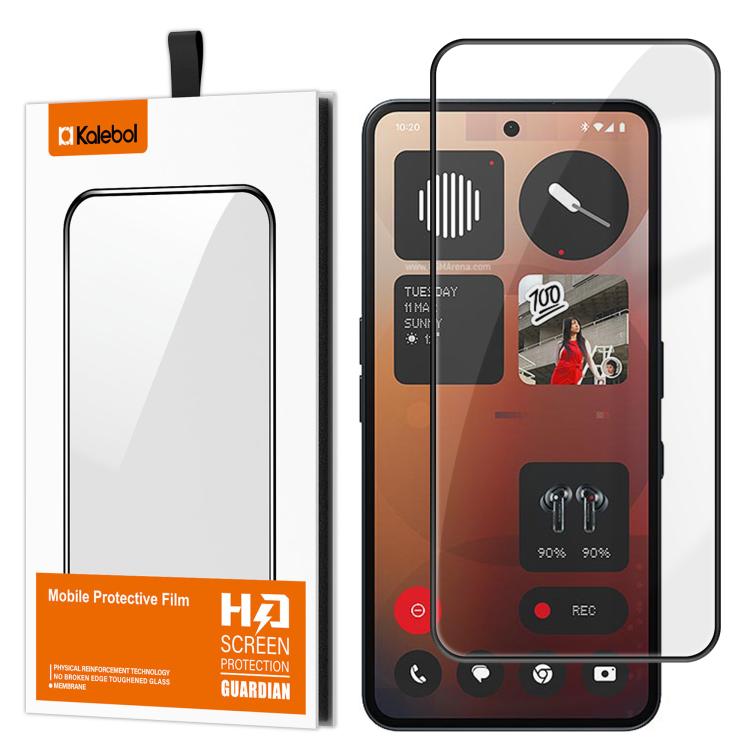 For Nothing Phone 3a Pro Kalebol High-Aluminum Screen-Printed Full-Coverage Anti-Fingerprint Black-Bordered HD Tempered Glass Film