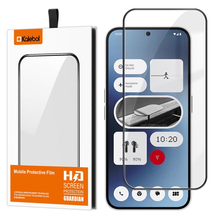 For Nothing Phone 2a Kalebol High-Aluminum Screen-Printed Full-Coverage Anti-Fingerprint Black-Bordered HD Tempered Glass Film