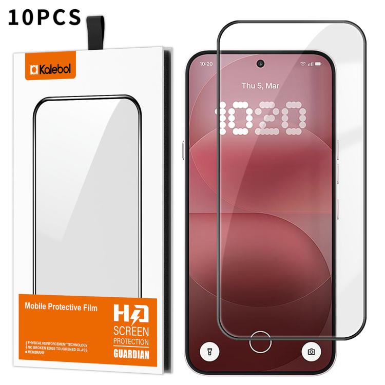 For Nothing Phone 4a Pro 10pcs Kalebol High-Aluminum Screen-Printed Full-Coverage Anti-Fingerprint Black-Bordered HD Tempered Glass Film