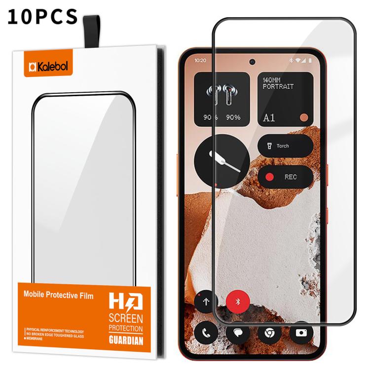 For Nothing CMF Phone 2 Pro 10pcs Kalebol High-Aluminum Screen-Printed Full-Coverage Anti-Fingerprint Black-Bordered HD Tempered Glass Film