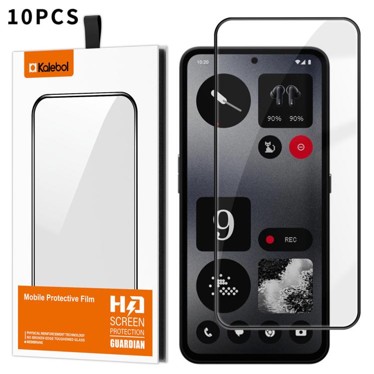 For Nothing CMF Phone 1 10pcs Kalebol High-Aluminum Screen-Printed Full-Coverage Anti-Fingerprint Black-Bordered HD Tempered Glass Film