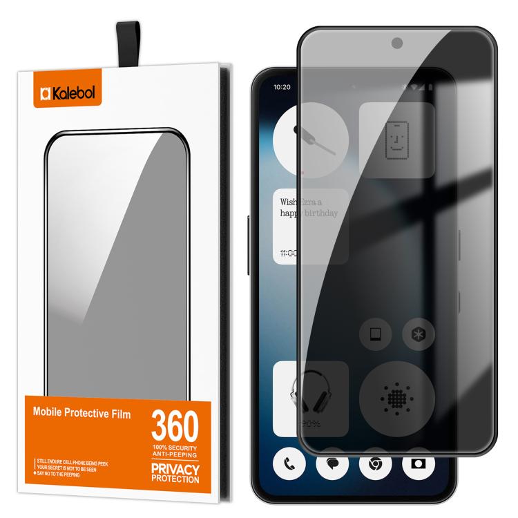 For Nothing Phone 3a Lite Kalebol High-Aluminum Screen-Printed Full-Coverage Black-Border Privacy Tempered Glass Film