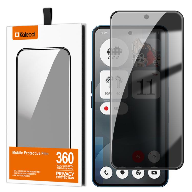 For Nothing Phone 3a Kalebol High-Aluminum Screen-Printed Full-Coverage Black-Border Privacy Tempered Glass Film