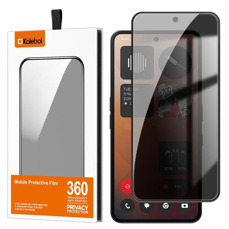 For Nothing Phone 3a Pro Kalebol High-Aluminum Screen-Printed Full-Coverage Black-Border Privacy Tempered Glass Film