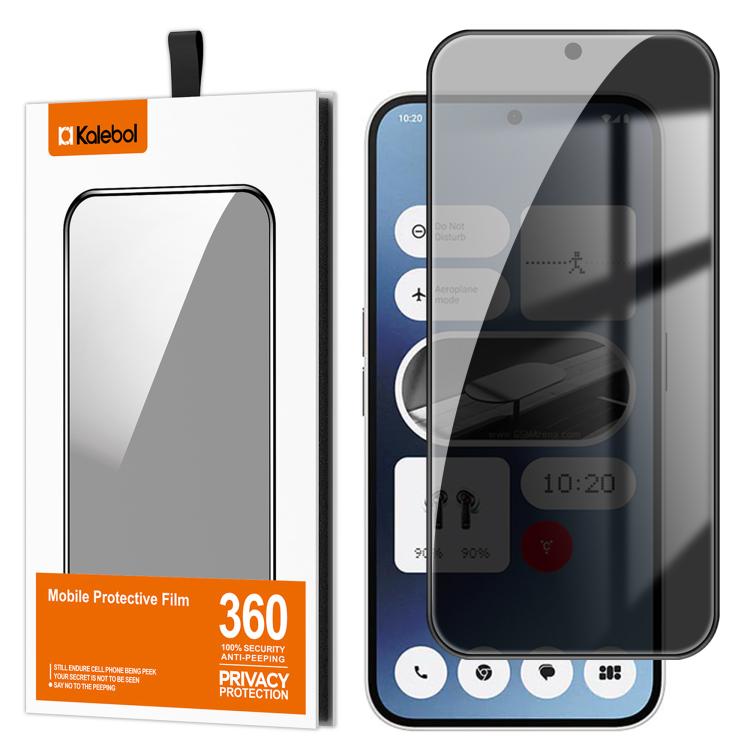 For Nothing Phone 2a Kalebol High-Aluminum Screen-Printed Full-Coverage Black-Border Privacy Tempered Glass Film