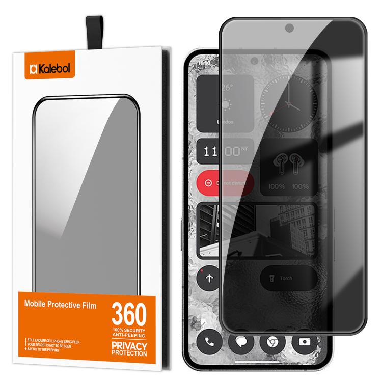 For Nothing Phone 2 Kalebol High-Aluminum Screen-Printed Full-Coverage Black-Border Privacy Tempered Glass Film