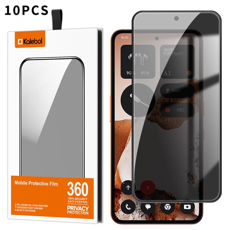 For Nothing CMF Phone 2 Pro 10pcs Kalebol High-Aluminum Screen-Printed Full-Coverage Black-Border Privacy Tempered Glass Film