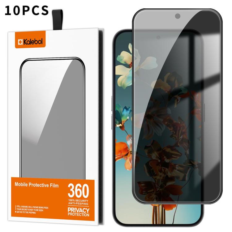 For Nothing Phone 2a Plus 10pcs Kalebol High-Aluminum Screen-Printed Full-Coverage Black-Border Privacy Tempered Glass Film