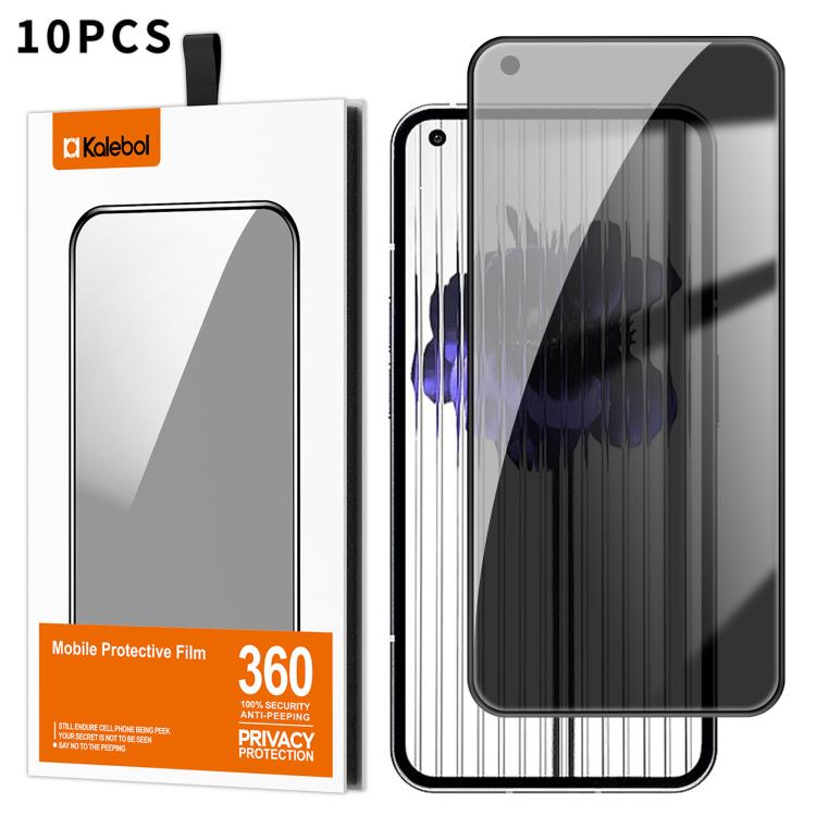 For Nothing Phone 1 10pcs Kalebol High-Aluminum Screen-Printed Full-Coverage Black-Border Privacy Tempered Glass Film