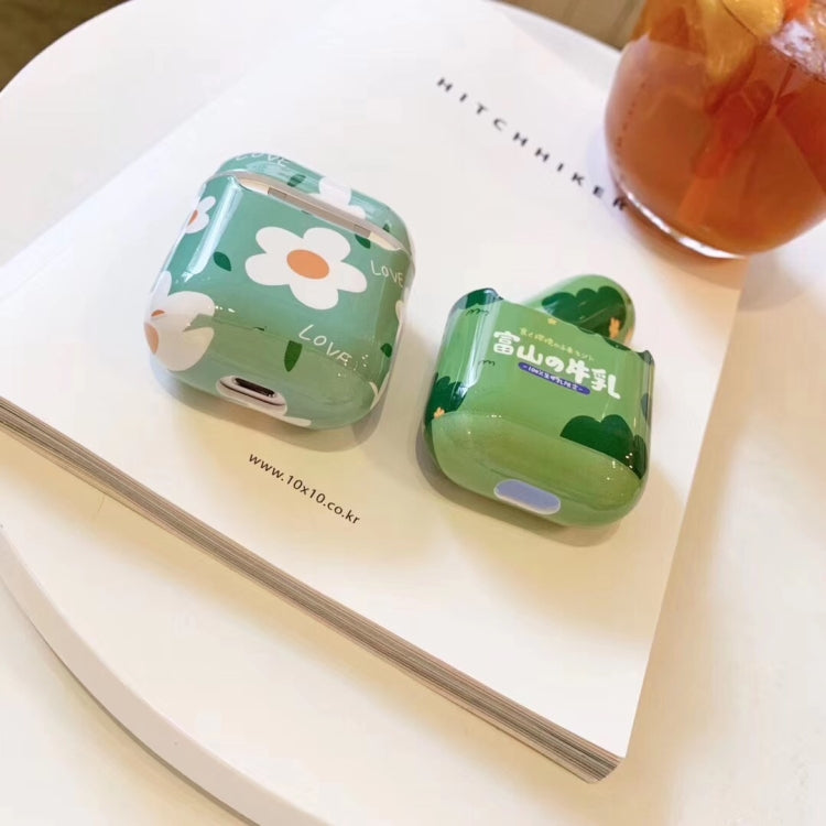 Wireless Bluetooth Headphone Solid Color Waterborne Porcelain Tiling Protective Case for Apple AirPods 1 / 2(green)
