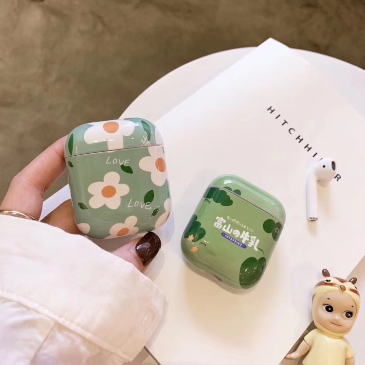 Wireless Bluetooth Headphone Solid Color Waterborne Porcelain Tiling Protective Case for Apple AirPods 1 / 2(green)